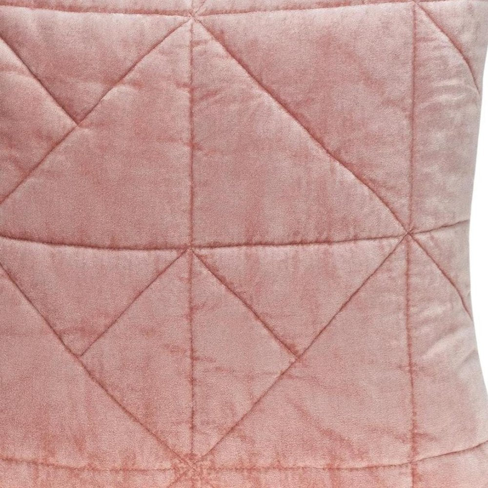 Pink Chunky Geo Stitched Velvet Decorative Throw Pillow