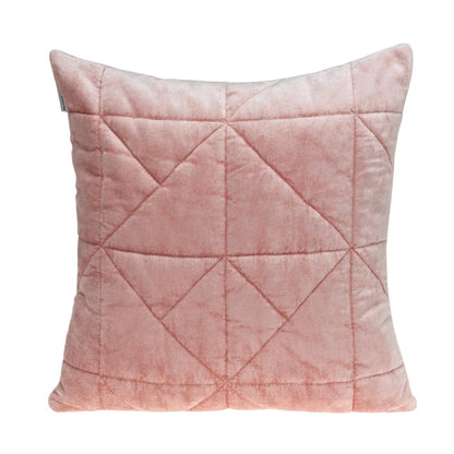 Pink Chunky Geo Stitched Velvet Decorative Throw Pillow