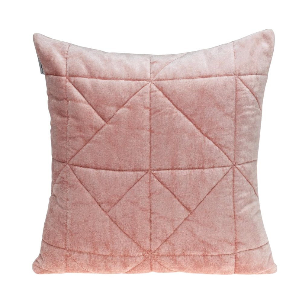 Pink Chunky Geo Stitched Velvet Decorative Throw Pillow