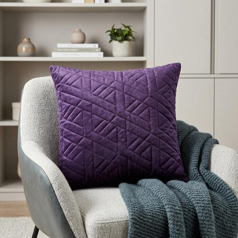 20" Purple Cotton Blend Throw Pillow