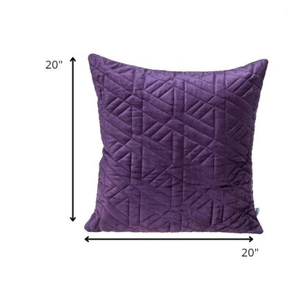 20" Purple Cotton Blend Throw Pillow