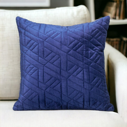 20" Blue Cotton Blend Throw Pillow