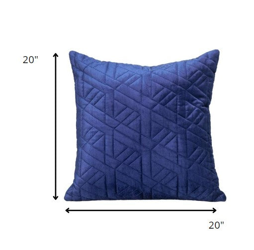 20" Blue Cotton Blend Throw Pillow