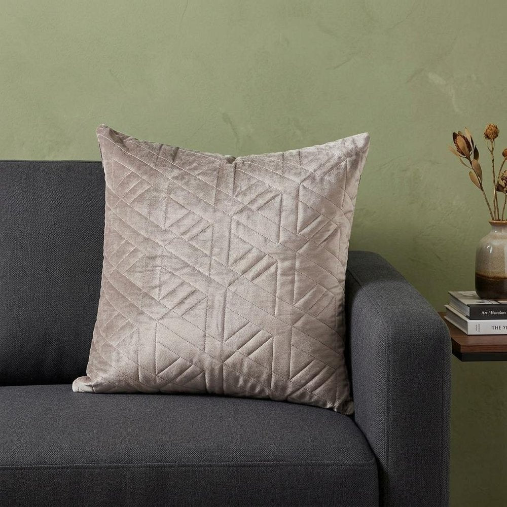 20" Taupe Cotton Blend Throw Pillow