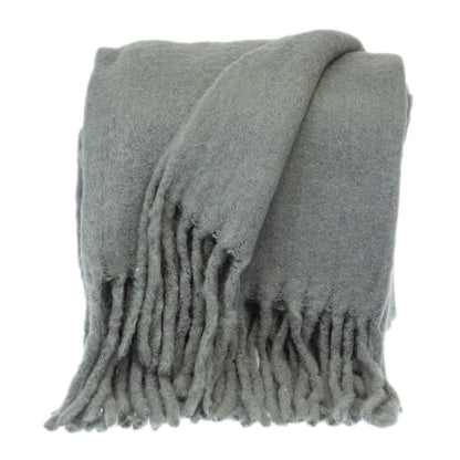 Super Soft Gray Soft Solid Color Handloomed Throw Blanket