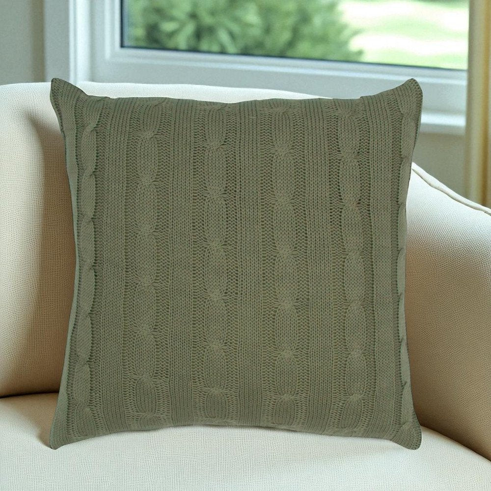 18" Olive Cotton Throw Pillow