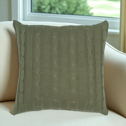 18" Olive Cotton Throw Pillow