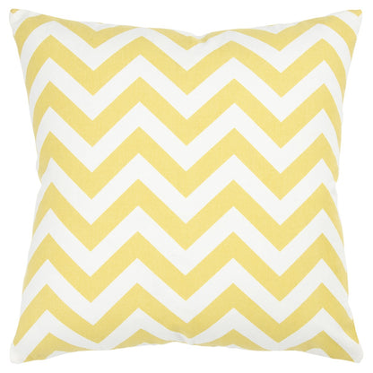 18" Yellow and Ivory Cotton Throw Pillow