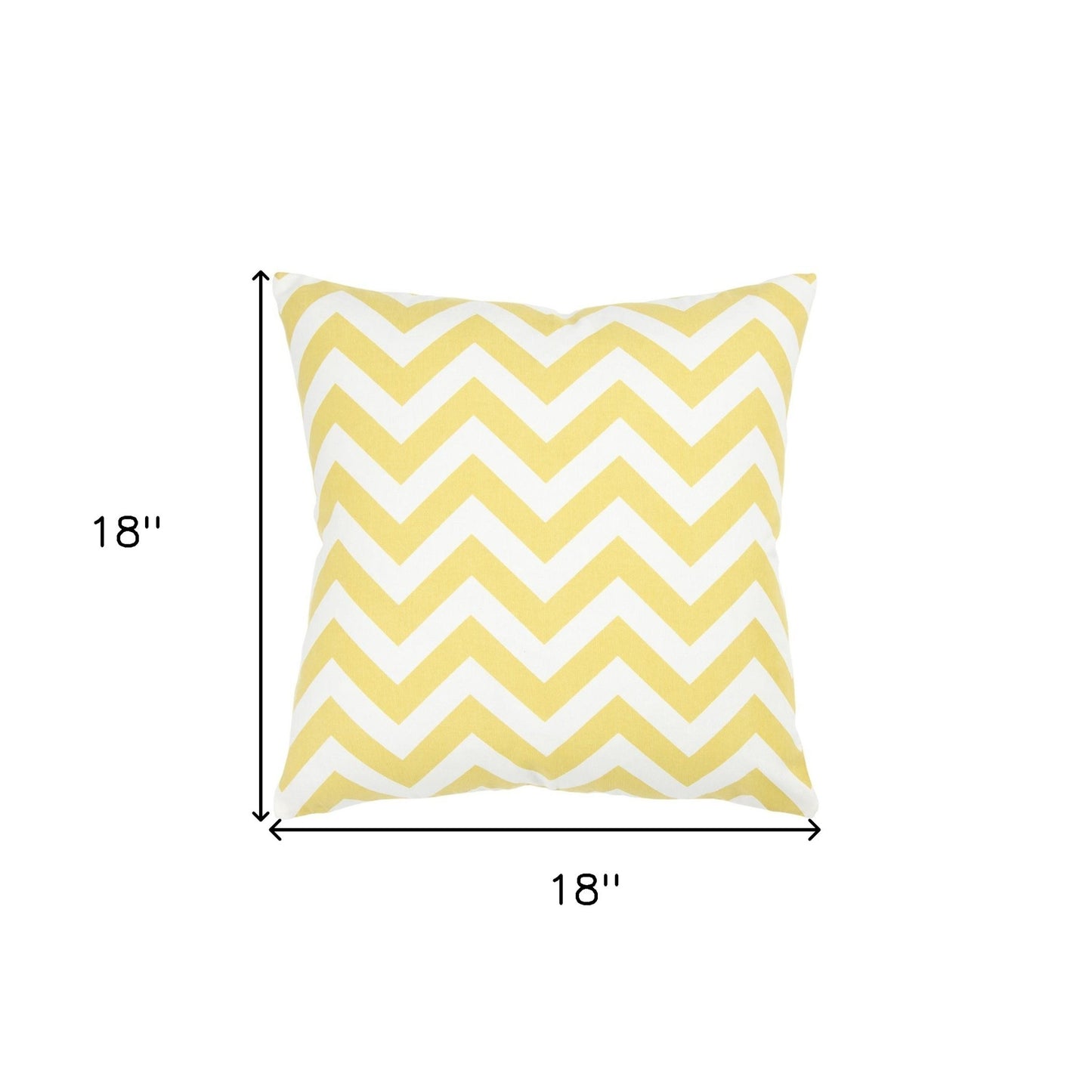 18" Yellow and Ivory Cotton Throw Pillow