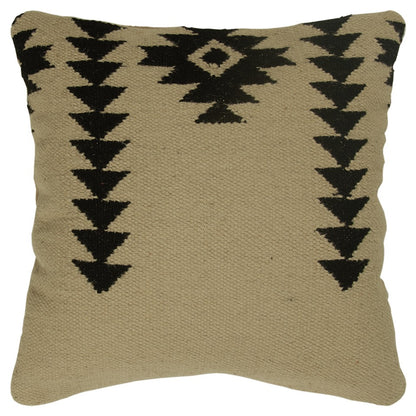 18" Black and Ivory Cotton Throw Pillow