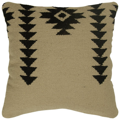 18" Black and Ivory Cotton Throw Pillow