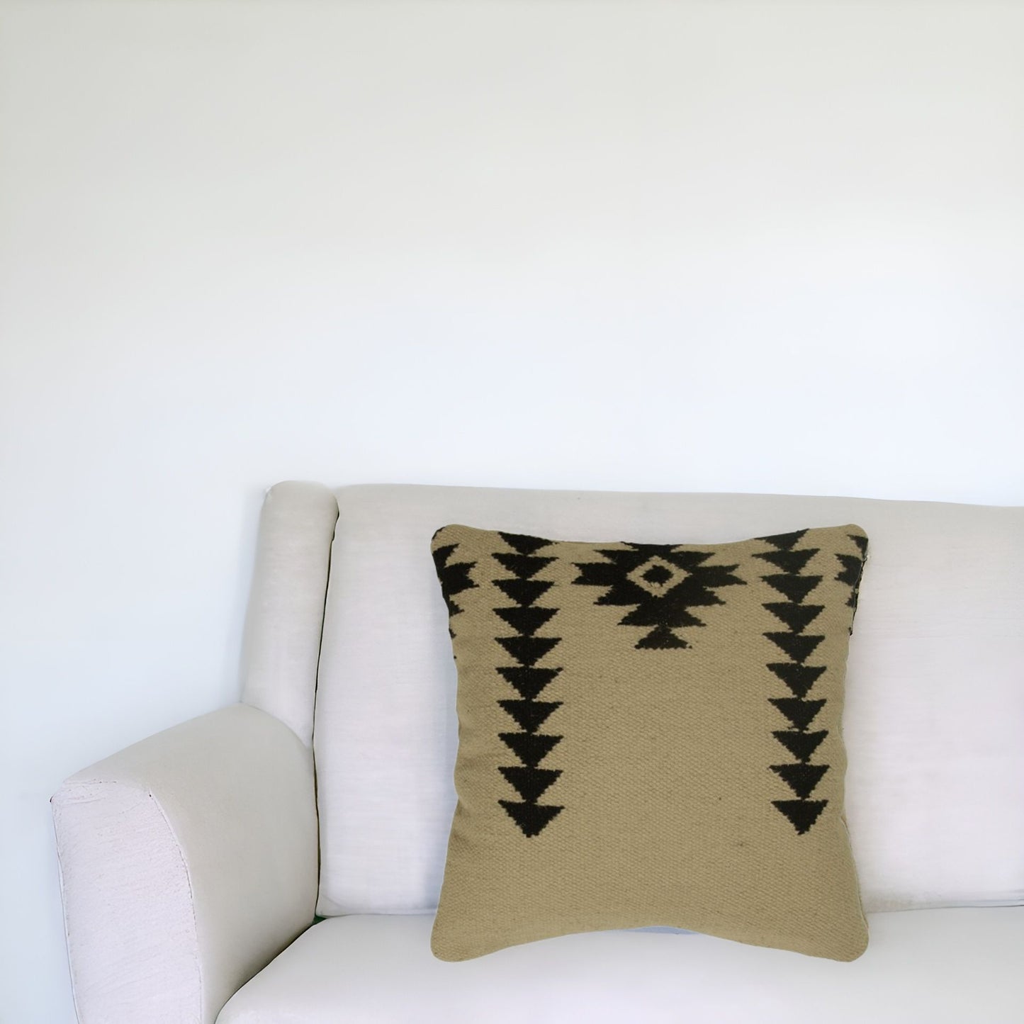 18" Black and Ivory Cotton Throw Pillow