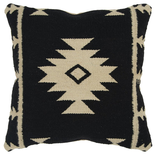 18" Black And Natural Southwestern Throw Pillow with Texture