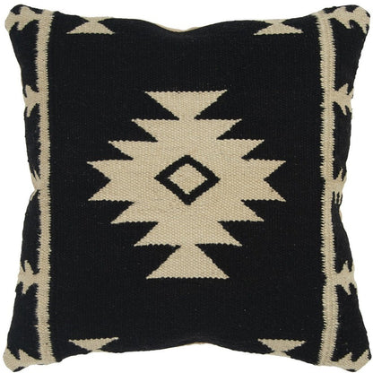 18" Black And Natural Southwestern Throw Pillow with Texture