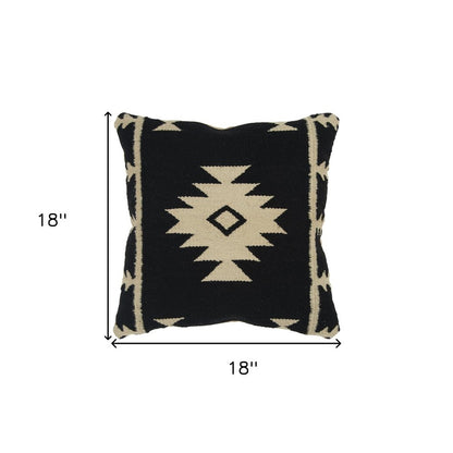 18" Black And Natural Southwestern Throw Pillow with Texture