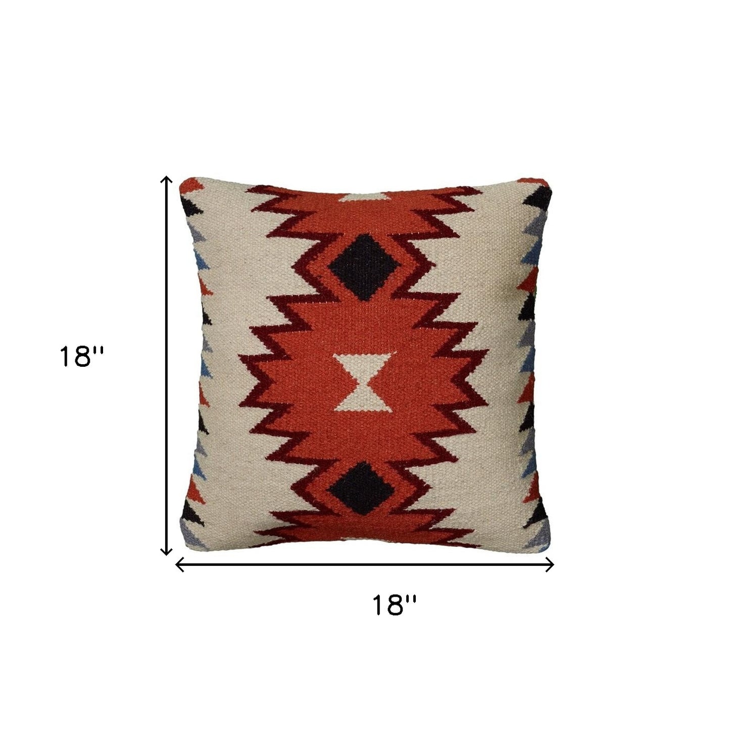 18" Orange and Ivory Cotton Throw Pillow