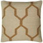 18" Natural And Gold Quatrefoil Cotton Throw Pillow