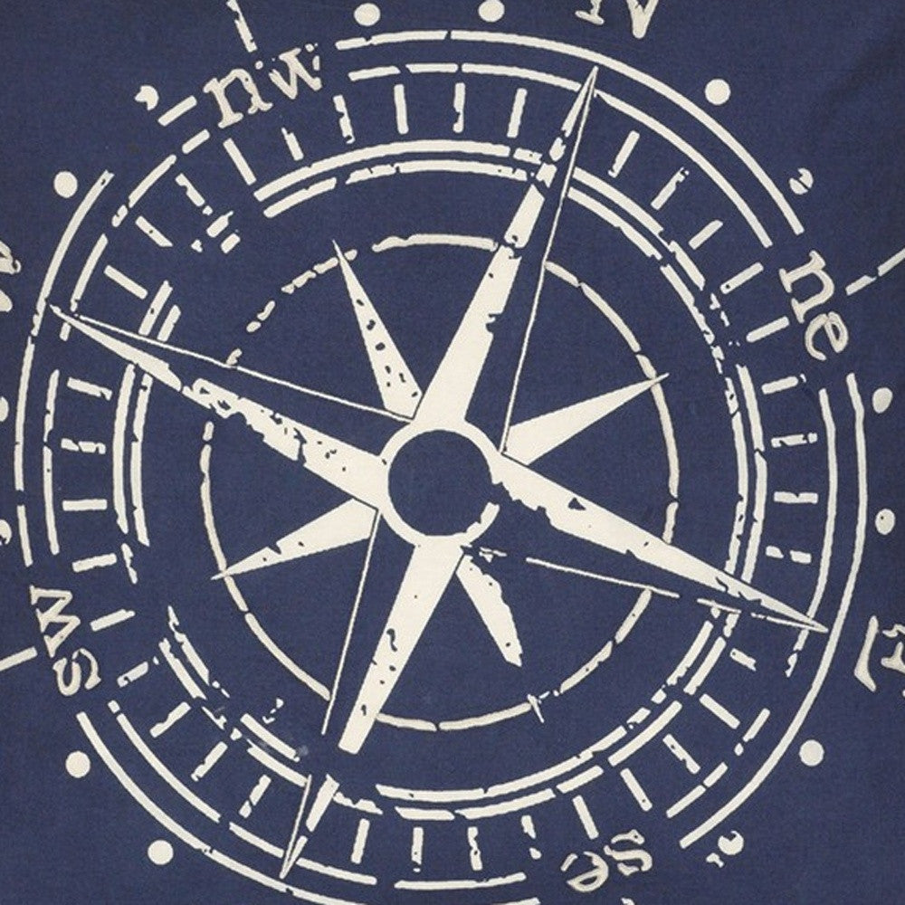 18" Navy and White Nautical Compass Throw Pillow