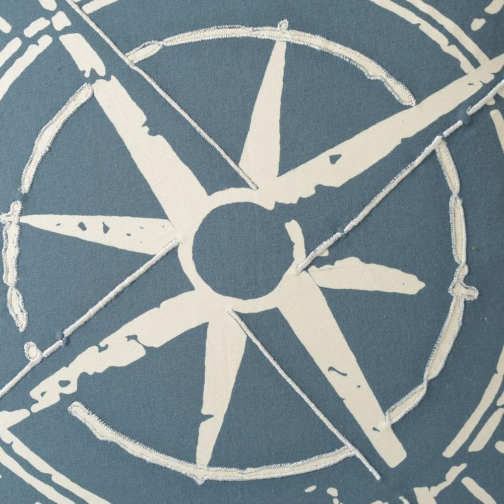 18" Navy and White Nautical Compass Throw Pillow