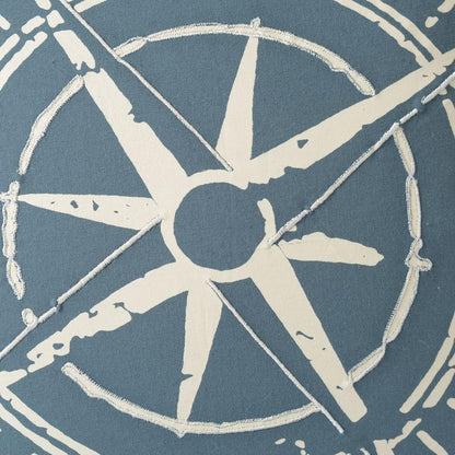 18" Navy and White Nautical Compass Throw Pillow