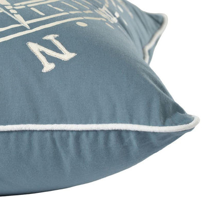 18" Navy and White Nautical Compass Throw Pillow