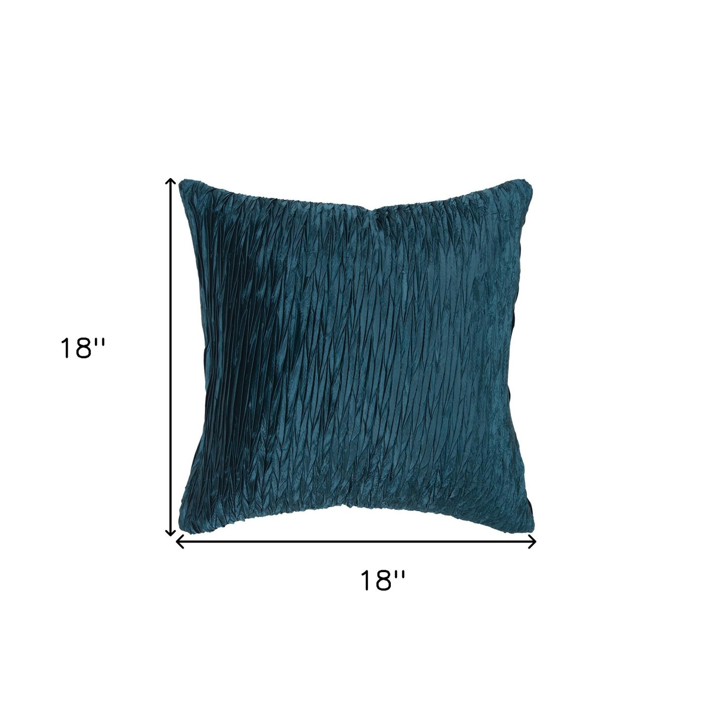 18" Teal Blue Crinkle Cotton Throw Pillow