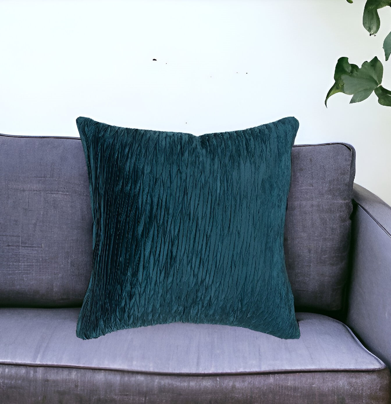 18" Teal Blue Crinkle Cotton Throw Pillow