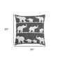 20" Gray and White Elephant Cotton Throw Pillow