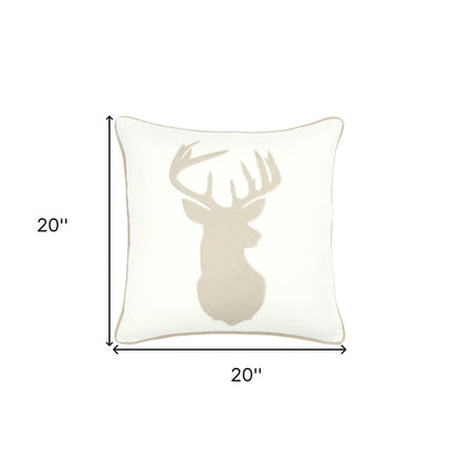 20" Ivory Cotton Throw Pillow