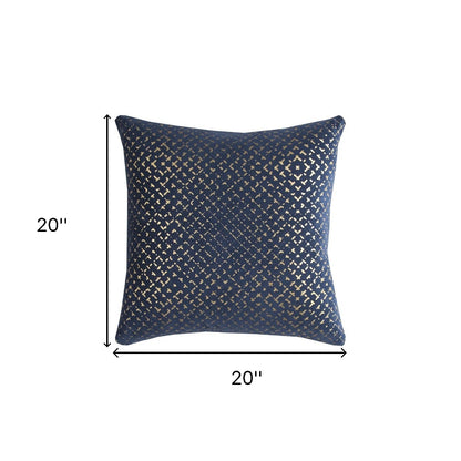 20" Navy Cotton Throw Pillow