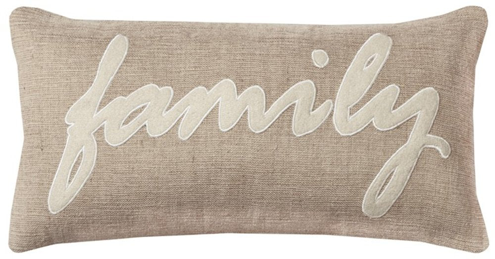 21" X 11" Tan Cotton Blend Zippered Pillow With Applique