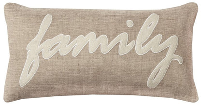 21" X 11" Tan Cotton Blend Zippered Pillow With Applique