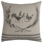 20" Natural and Gray Rooster Cotton Throw Pillow