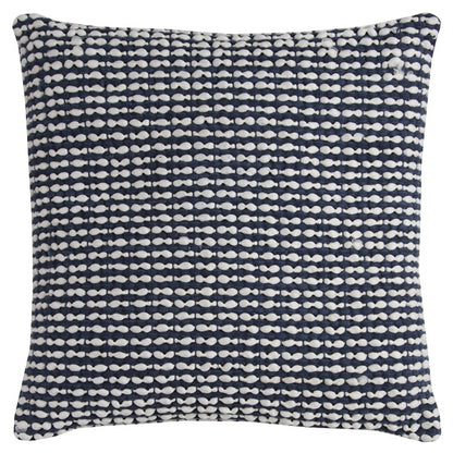 20" X 20" Blue and White Weave Cotton Zippered Pillow