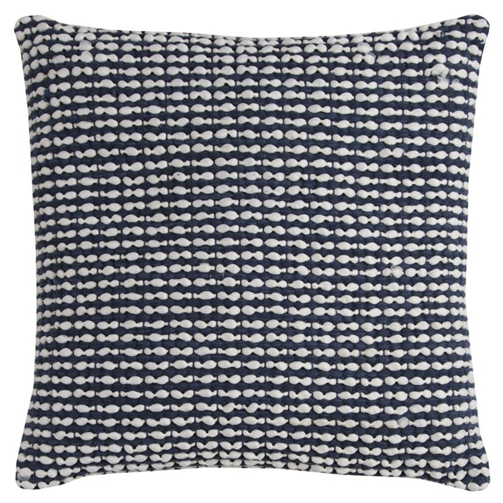 20" X 20" Blue and White Weave Cotton Zippered Pillow