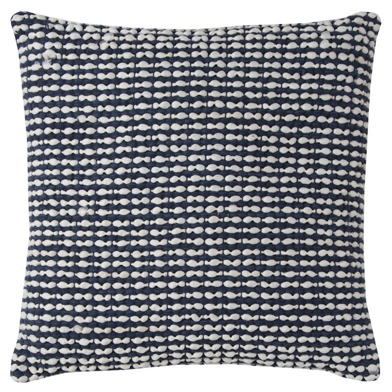 20" X 20" Blue and White Weave Cotton Zippered Pillow