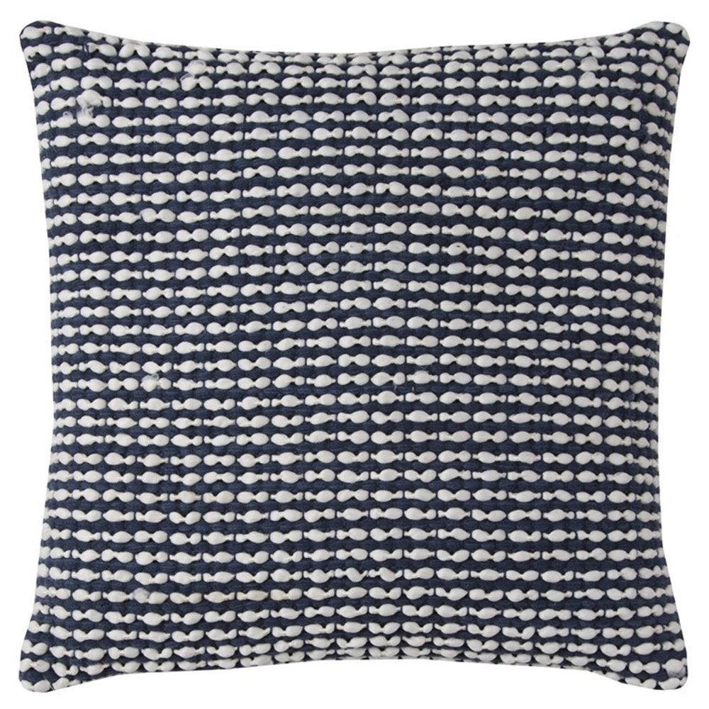 20" X 20" Blue and White Weave Cotton Zippered Pillow