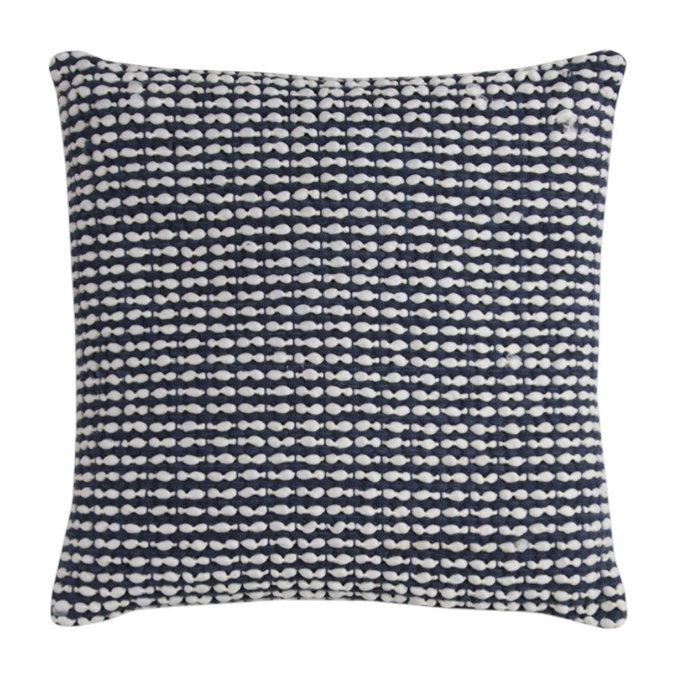 20" X 20" Blue and White Weave Cotton Zippered Pillow