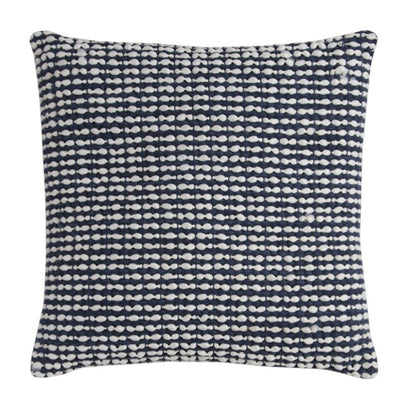 20" X 20" Blue and White Weave Cotton Zippered Pillow