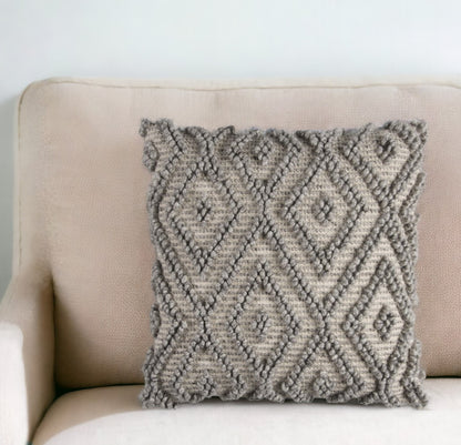 20" Natural And Gray Cotton Throw Pillow