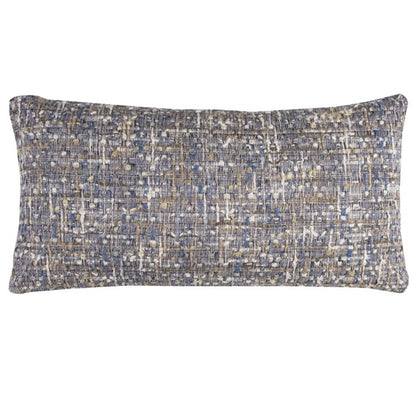 14" X 26" Blue Gray And Beige Nubby Cotton Lumbar Throw Pillow With Texture