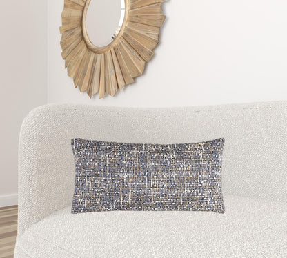 Blue Gray Metallic Nubby Textured Lumbar Pillow