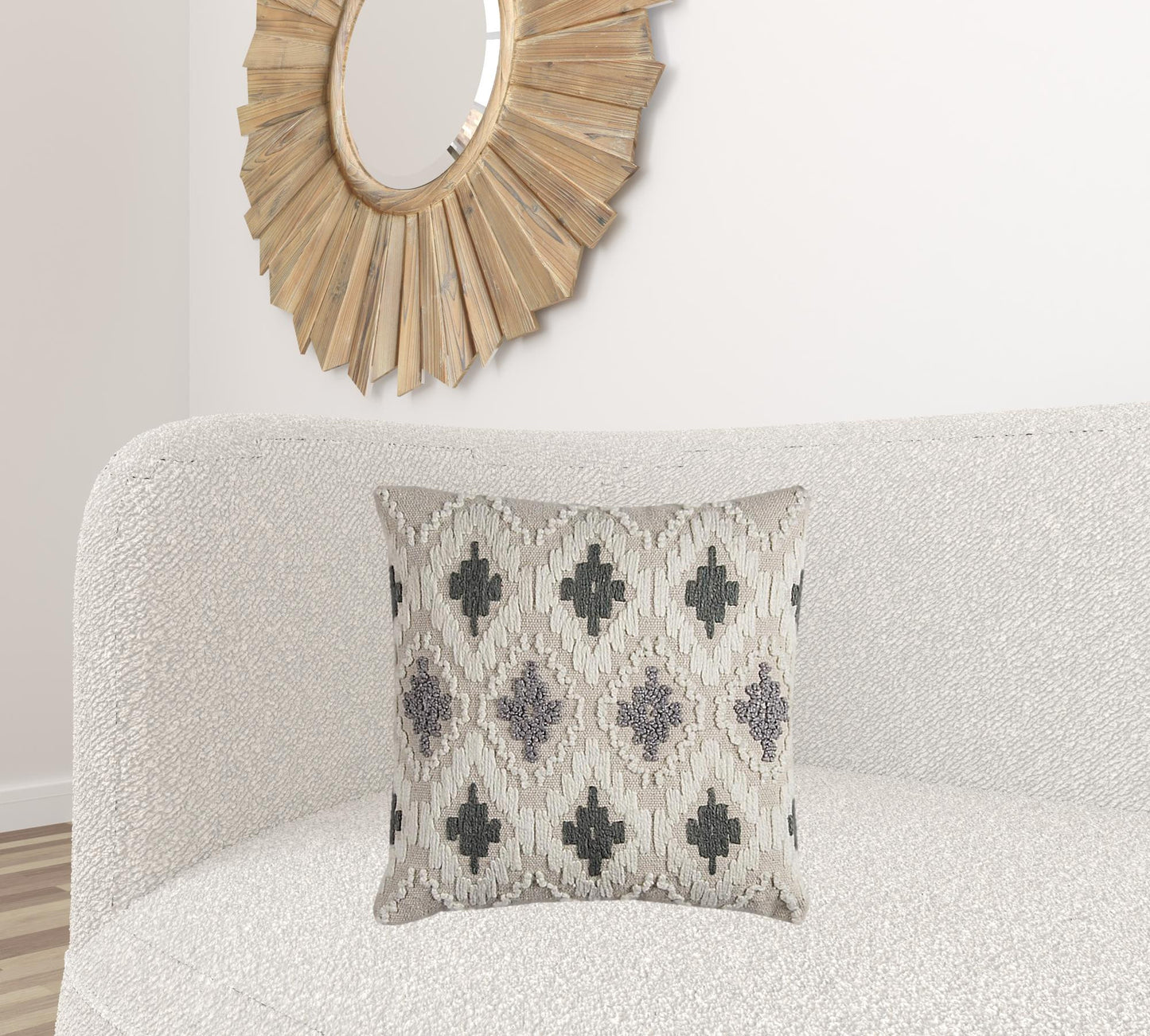 Gray Beige Classic Ikat Pattern Throw Pillow