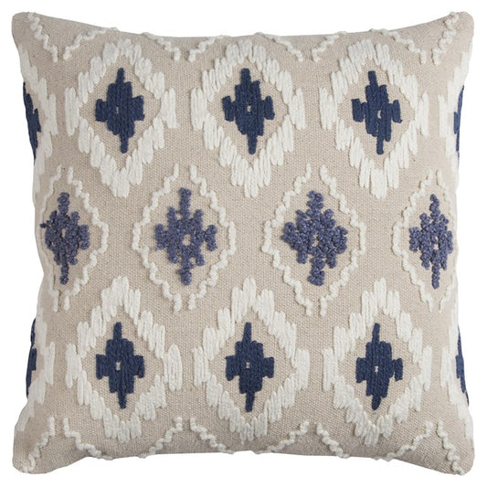 Navy Beige Classic Ikat Pattern Throw Pillow