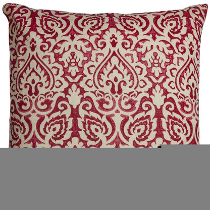 Red Natural Distressed Damask Throw Pillow