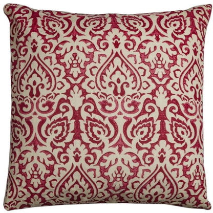 Red Natural Distressed Damask Throw Pillow