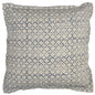 Blue Beige Distressed Block Throw Pillow