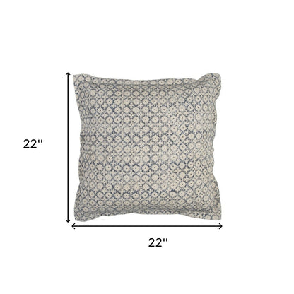 Blue Beige Distressed Block Throw Pillow