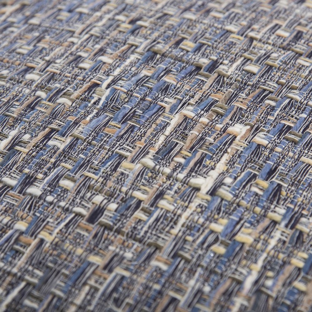 22" Blue And Gray Geometric Weave Nubby Cotton Throw Pillow with Texture