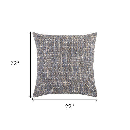 Blue Gray Metallic Nubby Textured Throw Pillow